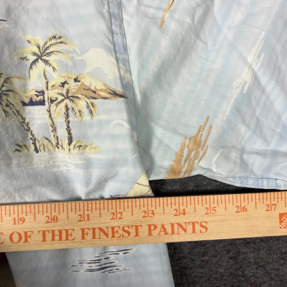Campia Moda Hawaiian Shirt Mens XL Light Blue Sailboat Palm Tree Tropical Cotton